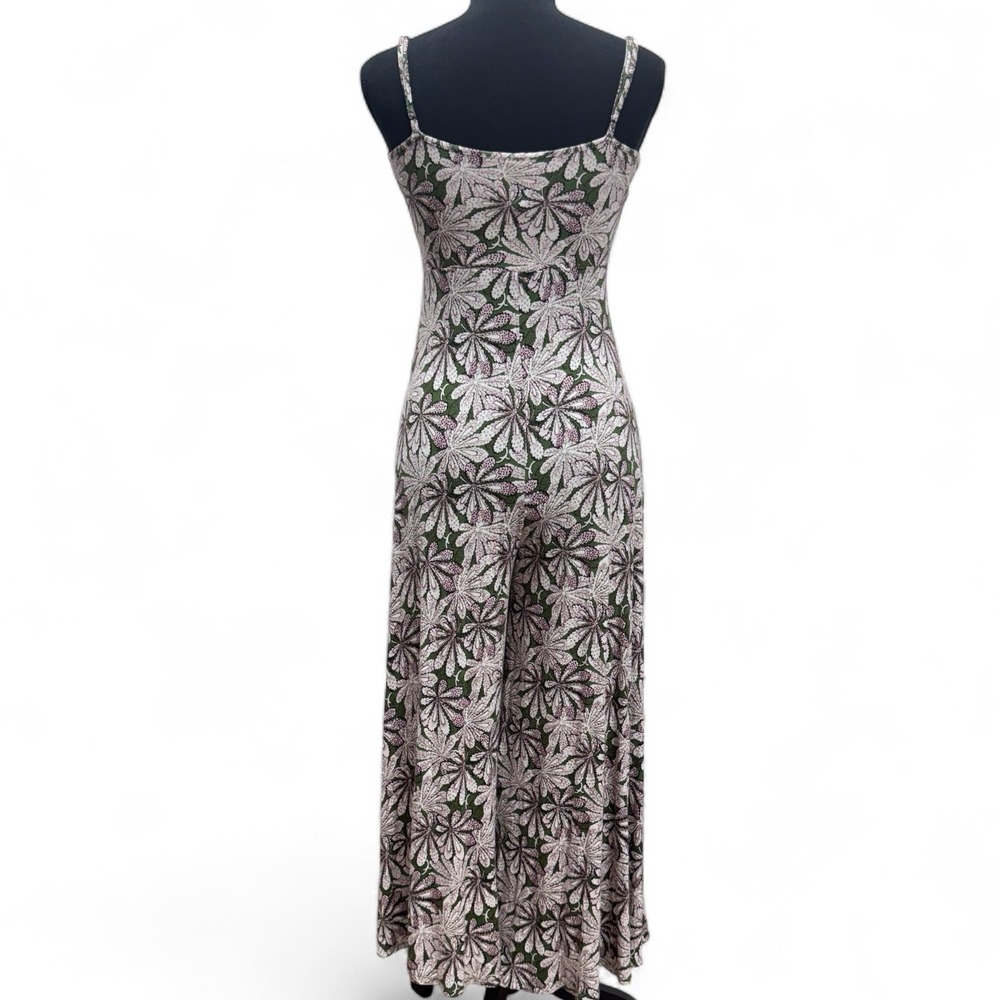Anthropologie Jessie Floral Print Wide Leg Green Jersey Knit Jumpsuit Size XS - Picture 4 of 11